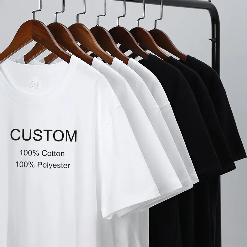 T-shirt blanc T-shirts unis personnalisés pour l'impression Coton Vente en gros Fabricant de t-shirts noirs T-shirts pour hommes pour hommes