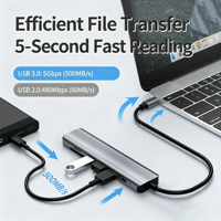USB-C 7-Port Docking Station USB3.0 Hub Splitter HDTV 4K Screen Mirroring Device Type-C Converter Adapter for Computer Laptop