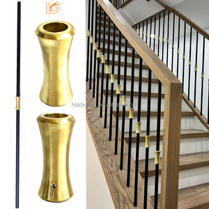 Collare per Ringhiera in Ferro Battuto con Finitura Ottone Spazzolato per Montanti Rotondi da 5/8'' per Scale in Ferro - Product Image 6