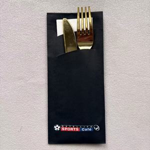 Sacchetti <span class=keywords><strong>di</strong></span> posate usa e getta in <span class=keywords><strong>carta</strong></span> nera porta posate con <span class=keywords><strong>tovaglioli</strong></span> per ristoranti, Catering, maniche per utensili eco-friendly eventi - Product Image 2