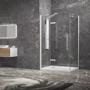 Kamalu KT5000B 90x120 Box Doccia Bianco 90cm con Porta Laterale Fissa a Battente Senza Telaio in Acciaio Inox 6mm Scorrevole Pieghevole per Bagno - Product Image 1