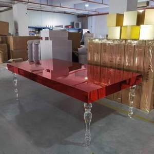 Venta al por mayor de alta calidad de ensueño Mesa transparente de cristal desmontado evento boda comedor mesas de hotel - Product Image 6
