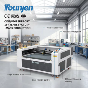 เครื่องแกะสลักและตัดด้วยเลเซอร์ CO2 แบบตั้งโต๊ะ TongZheng 100-300W ระบบระบายความร้อนด้วยน้ำ ควบคุมด้วย Ruida - Product Image 1