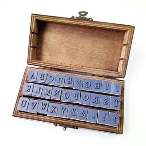 Juego de Sellos de Goma con Letras <span class=keywords><strong>Mayúsculas</strong></span> <span class=keywords><strong>y</strong></span> <span class=keywords><strong>Minúsculas</strong></span>, Estilo Retro Vintage, en Caja de Madera, 30 Piezas por Caja, para Decoración Artesanal - Product Image 4