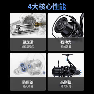 Carrete de Pesca Giratorio Chiren de Gran Capacidad, Relación de Engranajes 4.8:1, para Agua Dulce y Salada, Construcción de Aleación de Aluminio - Product Image 5