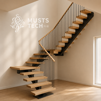 Escalier mono-poutre de luxe, minimaliste architectural, pour résidence, avec dessin de conception pour exportation et fabrication