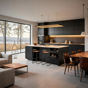 Meuble sous évier de cuisine en bois massif et verre, personnalisé, avec design modulaire d'angle mort et Lazy <span class=keywords><strong>Susan</strong></span>, pour un rangement moderne de toute la maison - Product Image 4
