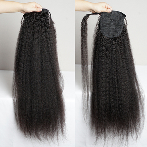 Cola de caballo al por mayor Clip en extensión Cuerpo recto Rizado Cordón recto Envoltura alrededor de cola de caballo de cabello humano - Product Image 1