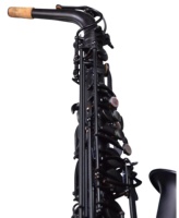 Saxofón Alto Moderno HUAYUN de Latón, Modelo Negro Mate con Botones de Perla, Tono Eb, Instrumento de Viento, Ajustable y Fácil de Instalar
