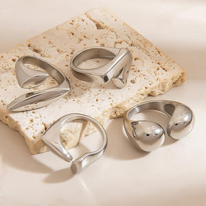 European American Jewelry 18K Gold Stainless Steel Geometric <b>Ring</b> Women's Engagement Fashion <b>Rings</b> - Product Image 3