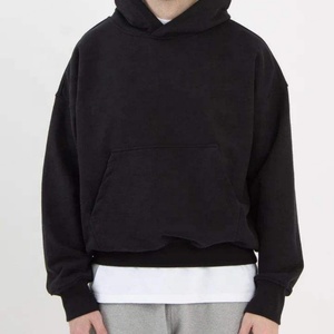 Topshow Custom Logo 500GSM 600GSM <b>Men</b> Oversized <b>Thick</b> Heavyweight Cotton Drop Shoulder Boxy Blank Cropped <b>Hoodie</b> <b>Men</b> - Product Image 4