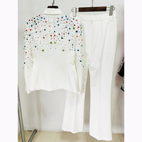 Ensembles de Costume de Bureau de Luxe pour Femme, Vêtements de Mode Féminins Élégants avec Strass