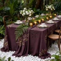 Nappe à imprimé de branches botaniques, couverture de table vintage à motifs de brindilles végétales pour banquets de mariage, hôtels, restaurants et décoration de tables d'événements