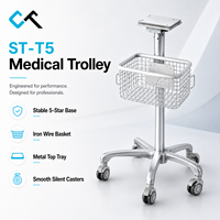 Chariot médical ST-T5 avec panier en fil de fer, roulettes silencieuses, base à 5 étoiles, OEM ODM, export direct usine