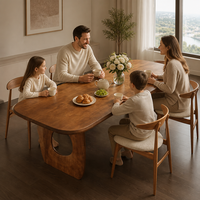 Table d'appoint moderne en bois massif avec base robuste, design imperméable et convertible pour salons/salles à manger, forme rectangulaire