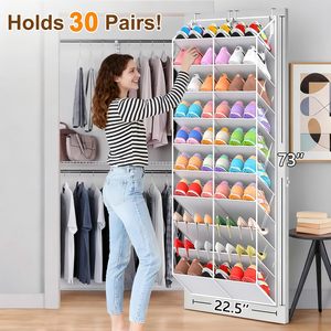 Over The Door Shoe Organizer 20 Pockets Hanging <b>Storage</b> <b>Rack</b> For Closet Shoes Holder Rectangle Hook Type - Product Image 2