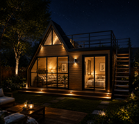 Maison préfabriquée de luxe, maison préfabriquée en conteneur, structure légère en acier, maison en conteneur avec chambre, cuisine, salon, design préfabriqué