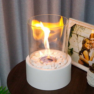 Cheminée de table portable blanche grande cheminée ronde en gel de verre <span class=keywords><strong>bio</strong></span> éthanol pour décor de table à manger - Product Image 5