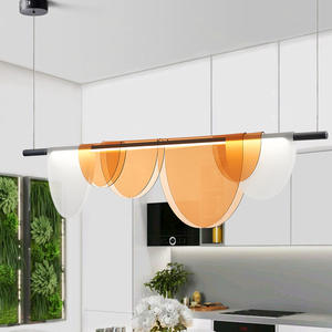 Luminaire suspendu en fer forgé de style nordique minimaliste postmoderne, forme de macaron, bande longue, pour comptoir de bar, lustre pour salle à manger - Product Image 3