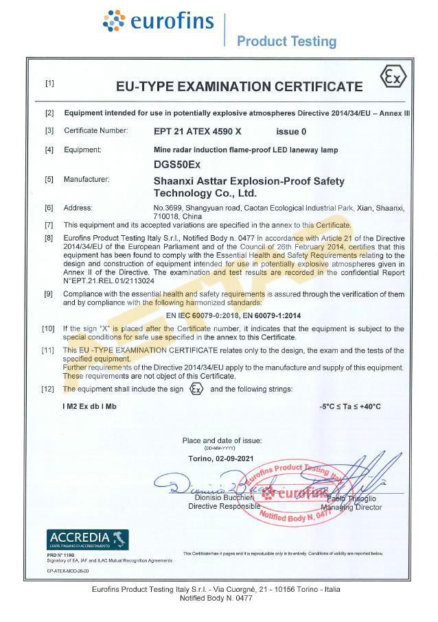 ATEX certified DGS50Ex mine radar inductive explosion proof LED roadway Lamp