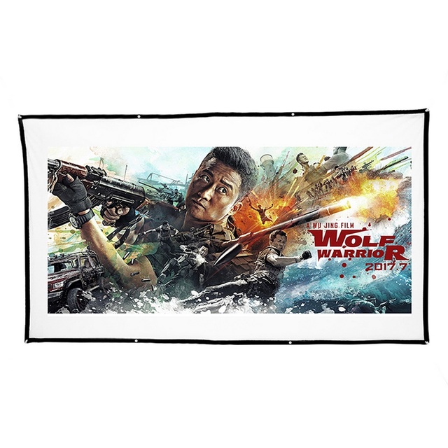 H120 120'' Portable Projector Screen HD 16:9 White Dacron 120 Inch Diagonal Video Projection Screen Foldable Wall Mounted