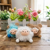 Porte-clés pendentif mignon fait main en fausse fourrure de mouton polyester, figurine de dessin animé, jouet en peluche pour sac à dos et voiture