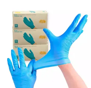 Gants en Nitrile bleus jetables de haute qualité, 100 pièces, sans poudre, vente en gros