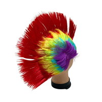 Perruque synthétique Mohawk arc-en-ciel tendance pour femmes, postiche doux et effiloché pour fêtes et cosplay