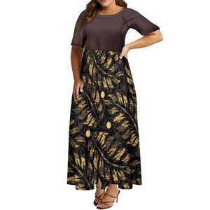Vestido Largo con Cuello Redondo, Transpirable, con Diseño de Arte de las Islas del Pacífico, Tallas Grandes hasta 8XL, Personalizable Bajo Demanda, para <span class=keywords><strong>la</strong></span> Noche, Sin Pedido Mínimo - Product Image 4