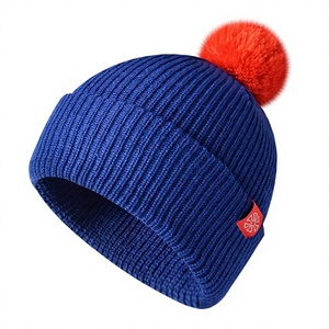 Bonnet tricoté brodé à prix abordable pour hommes et femmes, bonnet à revers, bonnet de ski pour sports d'hiver, bonnet à pompon - Product Image 5