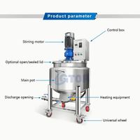 Mélangeur homogénéisateur Gtop 500 litres pour détergent liquide vaisselle avec cuve de mélange et agitateurs, équipement de brassage à double enveloppe