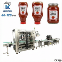 Mesin Pengisi dan Penutup Saus Tomat Otomatis 40-120 BPM Lini Pengisian Botol Stainless Steel untuk Botol Saus Tekan
