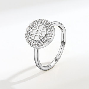 Exquisitos anillos ajustables giratorios con micro pavé de circonita geométrica, chapados en oro sobre cobre, joyería para aliviar la ansiedad para mujeres. - Product Image 6