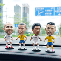 Cadeau idéal pour les fans de football, décoration de voiture DIY, figurine 3D en résine Messi Beckham Ronaldo, poupée bobblehead de superstar du football