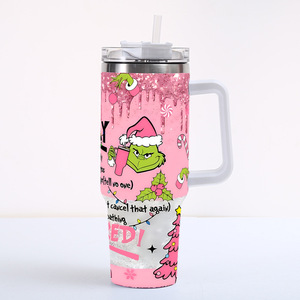 Nuovo Bicchiere da Viaggio in Acciaio Inox per Auto, Tema <span class=keywords><strong>Grinch</strong></span> Natalizio, 40oz, con Manico, Isolato per Mantenere le Bevande Fredde - Product Image 6