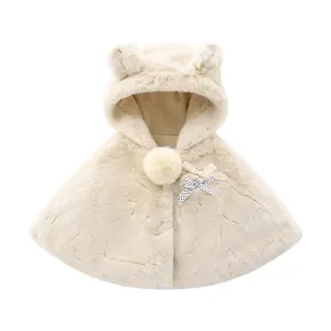 2022 yeni kadın bebek peluş sıcak ceket Toddler kız kış giysileri kalın tavşan kürk pelerin bebek ceket