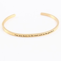 Bracelet manchette en acier titane inspirant Minra or acier inoxydable gravure ouverte personnalisable bijoux de mode