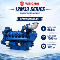 Moteur diesel WEICHAI 12M33C900-15 900HP avec système turbocompressé et refroidi par intermédiaire pour bateaux de pêche commerciale et navires de travail