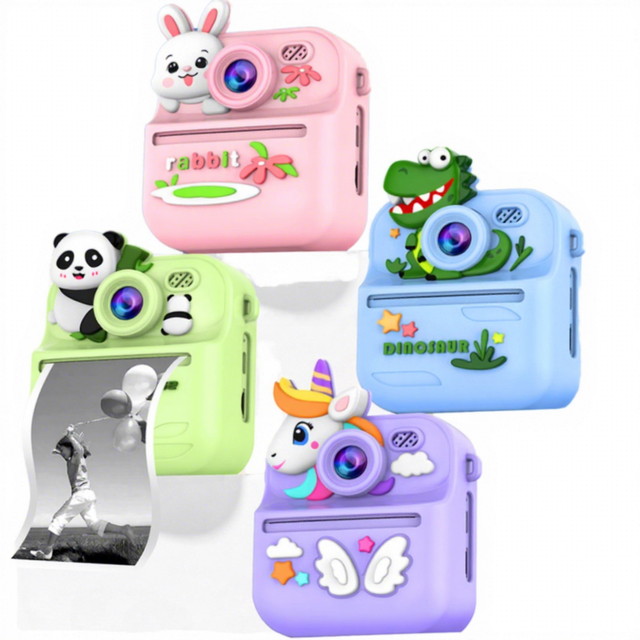 Instant Print Camera Portable 2.4-inch HD 720p for Kids 2.4 Pixels CMOS Digital Cartoon Toy for Children Great Gift for Taking