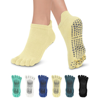 Vente en gros Cinq Doigts Grip Barre Trampoline Pilates Chaussettes de yoga antidérapantes avec chaussettes à la cheville Été Respirant