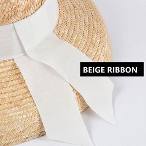 Chapeau de plage personnalisé pour femme, chapeau de soleil d'été vintage, chapeau de soleil pour femme, chapeau cloche français en paille avec large nœud en ruban - Product Image 5