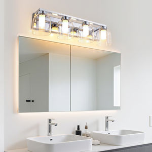 Applique murale moderne de luxe pour salle de bain, finition chrome argenté, abat-jour créatif en verre double transparent, pour hôtel et maison - Product Image 3