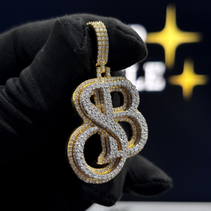 Custom <b>Initial</b> Letter <b>Pendant</b> Iced Out Monogram Necklace Gold Plated Diamond Charm for Men & Women - Product Image 3