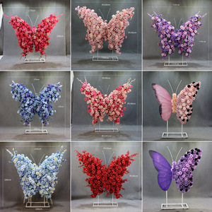 Arche de <span class=keywords><strong>mariage</strong></span> en métal personnalisée avec support de fleurs en soie rose papillon, faite à la main, durable, pour la maison, l'hôtel, le restaurant, les anniversaires - Product Image 6