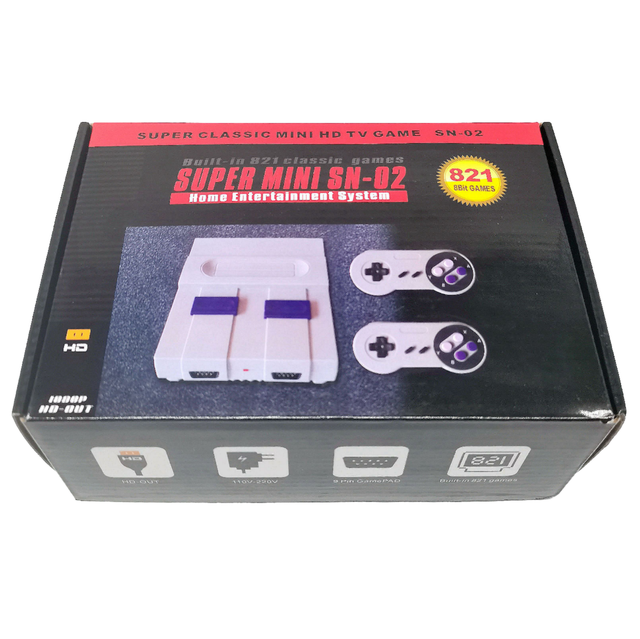 Hot 4K SNES Retro Video Game Console with 821 Built-In Games HD Output Support Wired Connection Downloadable Games-Gift for Kids