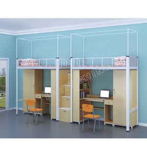 Prix bon marché Collège Travailleur Appartement Maison Dortoir Facile à Installer Métal École 2 Étudiants Stockage en bois Loft <span class=keywords><strong>Lit</strong></span> superposé <span class=keywords><strong>avec</strong></span> <span class=keywords><strong>bureau</strong></span> - Product Image 1