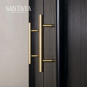 Gagang Kabinet Dapur Santaya Solid Brushed Brass, Kenop Laci Lemari Kamar Tidur, dan Gagang Kulkas Furnitur - Product Image 5