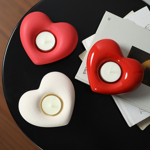 Bougeoir en céramique Cœur d'amour <span class=keywords><strong>moderne</strong></span>, joli porte-bougie chauffe-plat en porcelaine pour mariage et décoration intérieure - Product Image 1