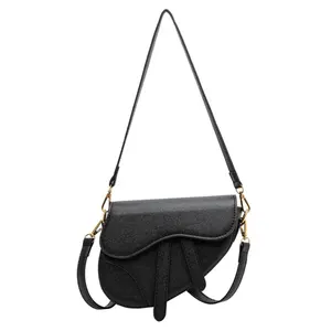 Mini bolso de sillín Retro de lujo a la moda, bolso de mensajero de compras versátil de cuero PU de alta calidad para mujer