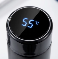 Bouteille d'eau isotherme en acier inoxydable de 500 ml avec affichage de la température LED intelligent, double paroi, anti-fuite, tasse de voyage thermos